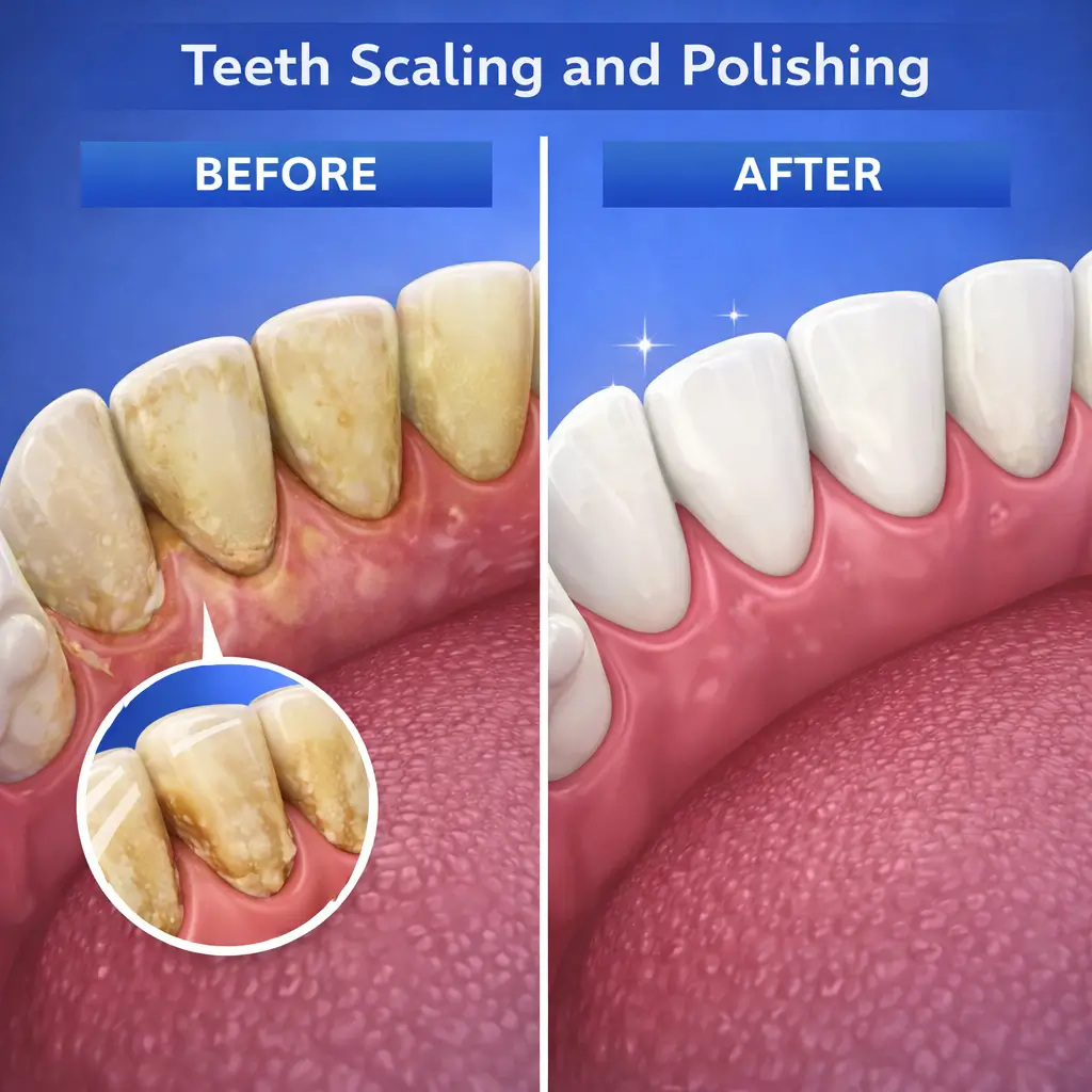teeth scaling and polishing befor after